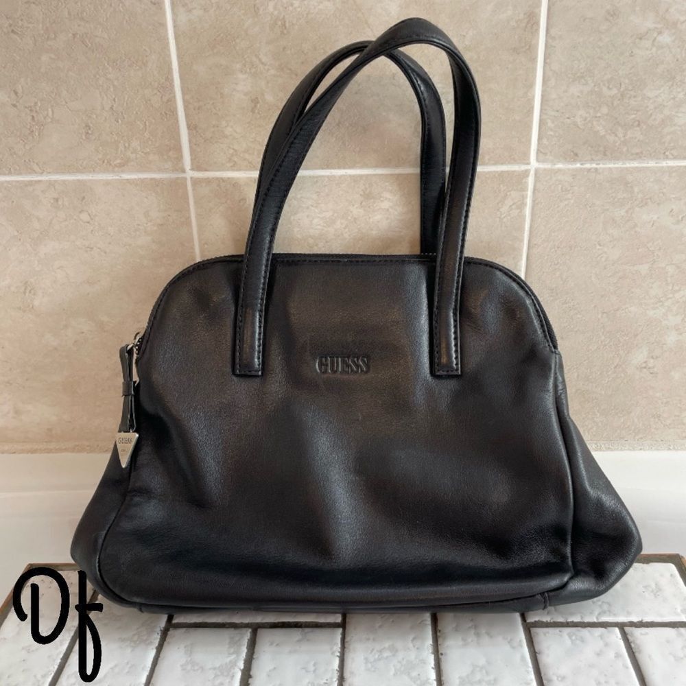 Vintage Guess Black Leather Bag - Double Zipper